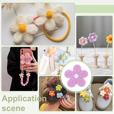8Pcs Daisy Flower Wool Felt Fabric Costume Accessories AJEW-PH0008-82C-1