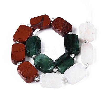 Natural Fuchsite & Red Jasper & Rainbow Moonstone Beads Strands G-T144-14B-01-1