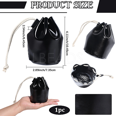 Leather Coin Storage Drawstring Bucket Bags AJEW-WH20064-95B-1