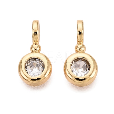 Brass Micro Pave Clear Cubic Zirconia Charms KK-N288-16G-1