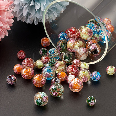 Handmade Gold Sand Lampwork Beads LAMP-CD0001-06-1