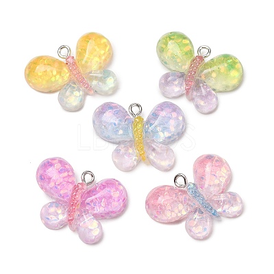 Transparent Resin & Paillette Pendants RE-CBAFA44-01-1