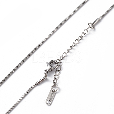 Non-Tarnish 304 Stainless Steel Round Snake Chain Necklace for Men Women NJEW-K245-016B-1