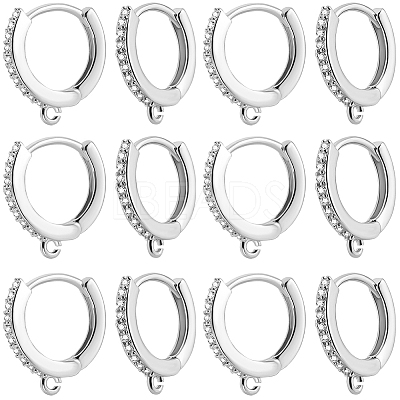 12Pcs Brass Micro Pave Clear Cubic Zirconia Huggie Hoop Earring Findings EJEW-BBC0001-25P-1