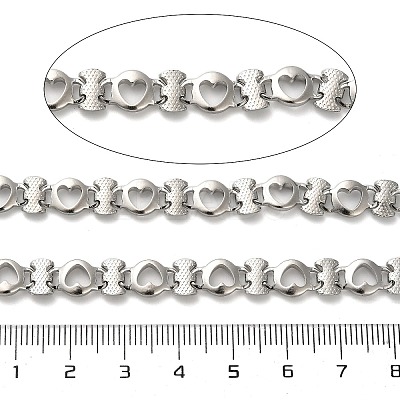 304 Stainless Steel Heart & Letter I Link Chains CHS-A016-58P-A-1