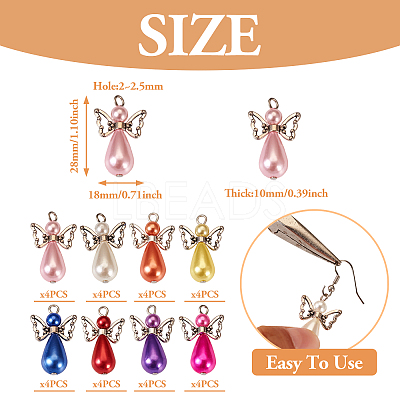 Angel Acrylic Imitation Pearl Pendants PALLOY-TAC0047-1