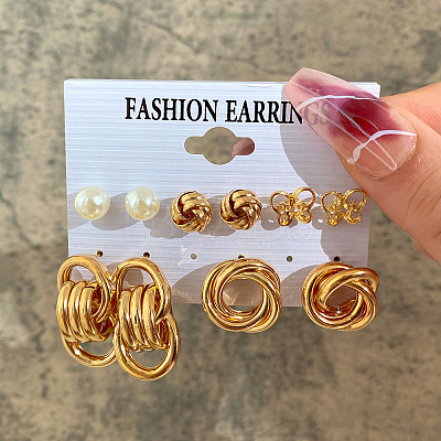 Alloy & Plastic Pearl Earring Sets WG17A46-10-1
