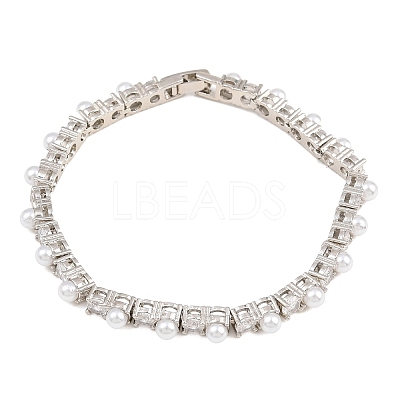 Brass Pave Clear Cubic Zirconia Tennis Bracelets for Women KK-CBA68DA-08P-1