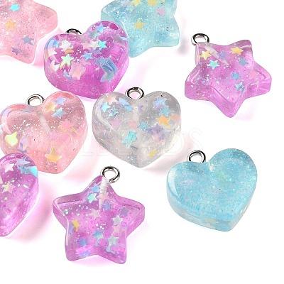 10Pcs Transparent Resin & Glitter Powder Pendants RE-CBADB2B-02-1