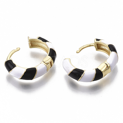 Brass Huggie Hoop Earrings EJEW-S209-04A-1