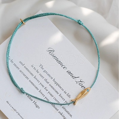Adjustable Brass Fish Braided Bead Anklets WGBBA61-01-1
