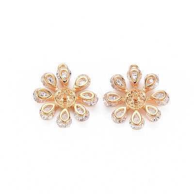 Brass Micro Pave Clear Cubic Zirconia Peg Bails Pendants KK-S364-026-1