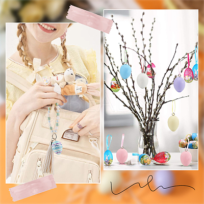 10Pcs 5 Colors Easter Theme Spray Painted Wood Pendants WOOD-SC0001-64-1