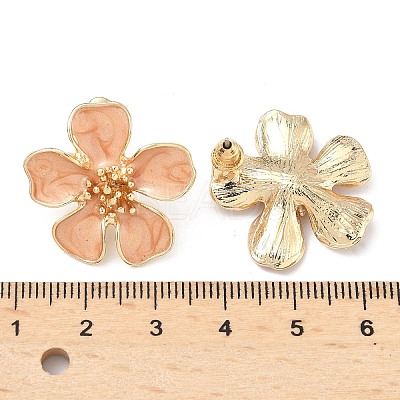 Flower Alloy Enamel Stud Earrings EJEW-P310-01G-03-1