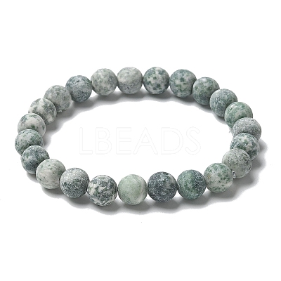 Natural Green Spot Jasper Bead Stretch Bracelets BJEW-K212-B-017-1