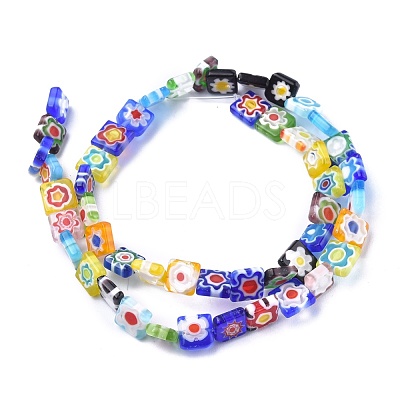Square Handmade Millefiori Glass Beads X-LK-R004-52-1