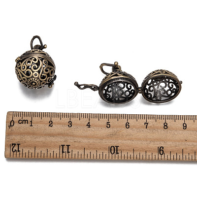 Brass Hollow Round Cage Pendants X-KK-L079-02-NR-1