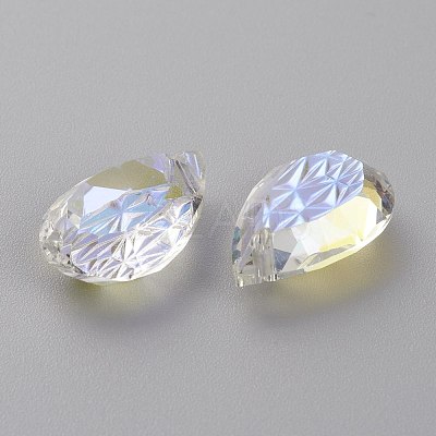 Embossed Glass Rhinestone Pendants GLAA-J101-05B-001SI-1