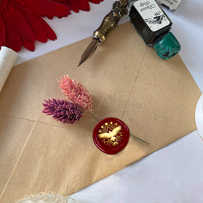 Golden Plated Brass Sealing Wax Stamp Head AJEW-WH0208-941-1