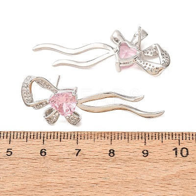 Brass Micro Pave Cubic Zirconia Stud Earrings for Women KK-CBADFF4-05P-1