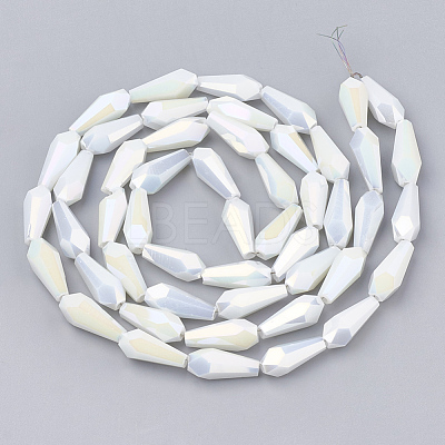 Electroplate Opaque Solid Color Glass Beads Strands X-EGLA-T008-12I-1