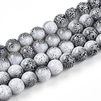 Transparent Baking Paint Glass Beads Strands DGLA-N009-8mm-09-1