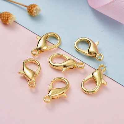 Golden Tone Zinc Alloy Lobster Claw Clasps X-E106-G-NF-1