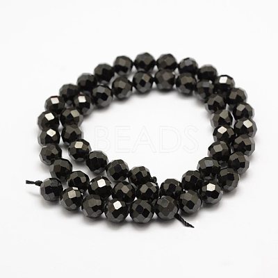 Natural Black Spinel Beads Strands G-G682-23-8mm-1
