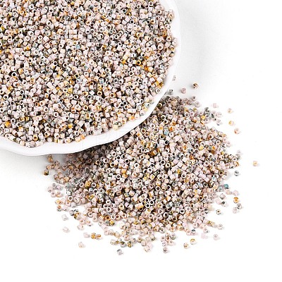 Spray Painted Picasso Cylinder Glass Seed Beads GLAA-T028-12A-05-1