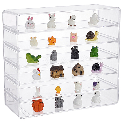 6 Grids Transparent Acrylic Minifigures Display Case with Detachable Dividers DIY-WH0430-530B-1
