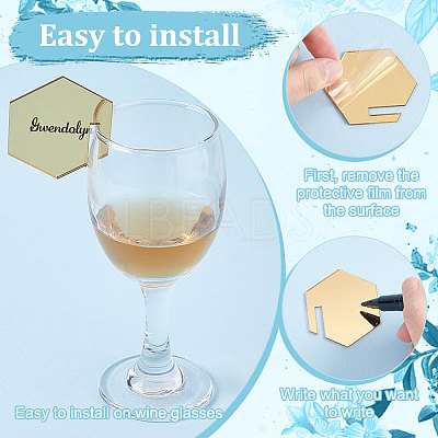 40Pcs Mirror Acrylic Wine Glass Charms AJEW-FG0003-02A-1