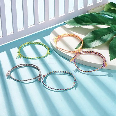5Pcs Macrame Cotton Braided Cord Anklets Set AJEW-AN00486-02-1