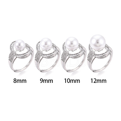 Oval Brass Micro Pave Clear Cubic Zirconia Adjustable Ring Settings KK-T076-69P-1