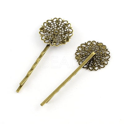 Filigree Flower Tray Vintage Iron Hair Bobby Pin Findings X-MAK-Q001-003AB-1