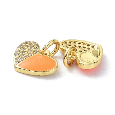 Eco-Friendly Brass Micro Pave Clear Cubic Zirconia Enamel Pendants ZIRC-C021-45G-07-1