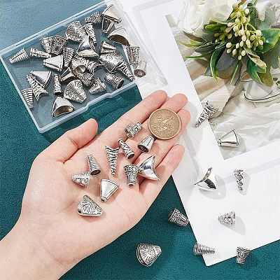 50Pcs 10 Style Tibetan Style Alloy Bead Cone & Caps FIND-NB0003-16-1