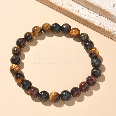 Natural Tiger Eye Bead Stretch Bracelets X-BJEW-K212-B-005-1