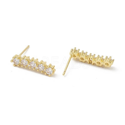 Rectangle Rack Plating Brass Cubic Zirconia Stud Earrings for Women EJEW-K245-15G-1