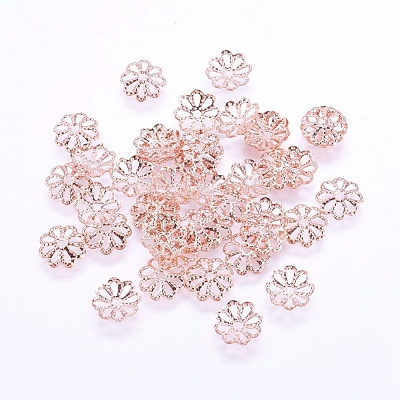 Long-Lasting Plated Brass Fancy Bead Caps X-KK-F711-01RG-1