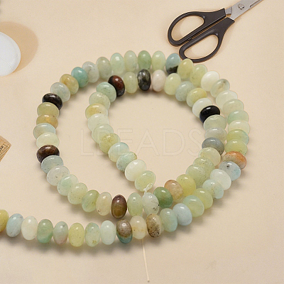 1 Strand Rondelle Natural Flower Amazonite Beads Strands G-PA0001-66-1