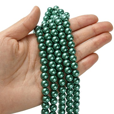 Eco-Friendly Dyed  Glass Pearl Round Bead Strands HY-A002-8mm-RB118-1