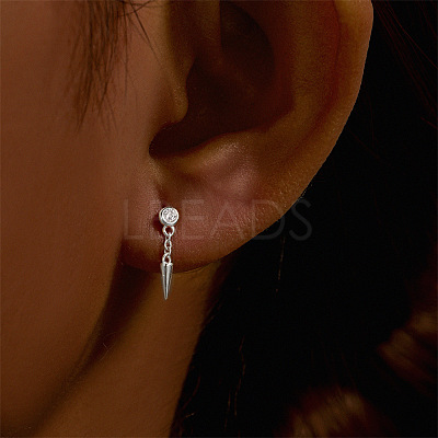 Cone Tassel 925 Sterling Silver Micro Pave Clear Cubic Zirconia Cartilage Earrings FS-WGA2317-10-1