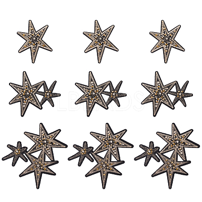 9Pcs 3 Styles Star Polyester Embroidery Appliques PATC-GA0001-51-1