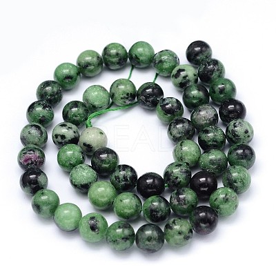 Round Natural Ruby in Zoisite Bead Strands G-F222-11-10mm-1