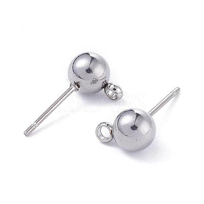 Non-Tarnish 304 Stainless Steel Ball Post Stud Earring Findings STAS-Z035-01P-A-1