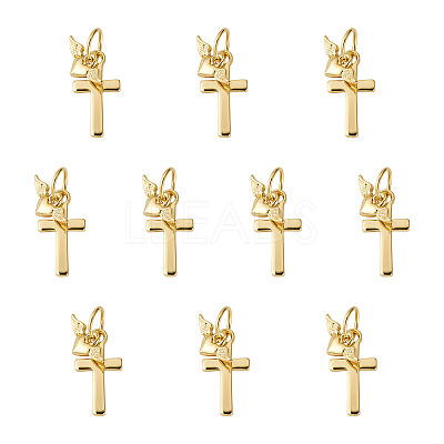 10Pcs Cross Brass Pendants PALLOY-TAC0274-1