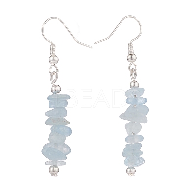 Natural Aquamarine Chips Beaded Jewelry Set SJEW-JS01232-07-1