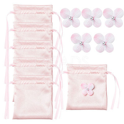 Satin Cloth Drawstring Pouches with Flower ST-CJ0048-001C-1