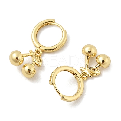 Brass Cherry Hoop Earrings EJEW-M077-19G-02-1