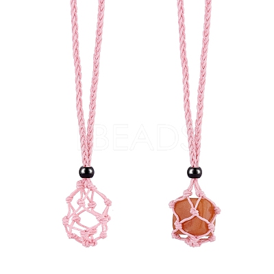 Braided Waxed Cotton Thread Cords Macrame Pouch Necklace Making AJEW-SW00022-04-1